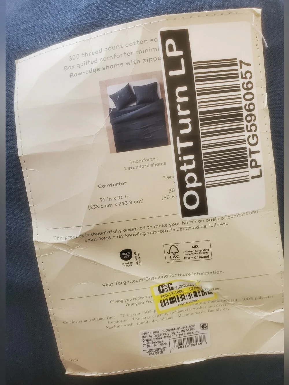 Casaluna Full/Queen Heavyweight Linen Blend Duvet Cover And Sham Ser Dark Blue